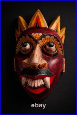 Unique Handcrafted 6 inch Wooden Demon Devil Mask from Sri Lanka Traditional