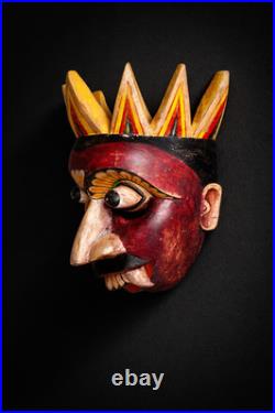 Unique Handcrafted 6 inch Wooden Demon Devil Mask from Sri Lanka Traditional