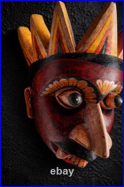 Unique Handcrafted 6 inch Wooden Demon Devil Mask from Sri Lanka Traditional
