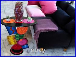 Unique Handmade Geometric Colorful abstract table by Art69 (27)