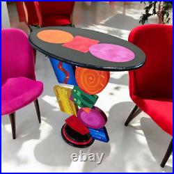 Unique Handmade Geometric Colorful abstract table by Art69 (27)