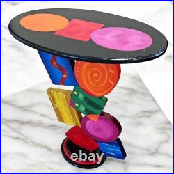 Unique Handmade Geometric Colorful abstract table by Art69 (27)