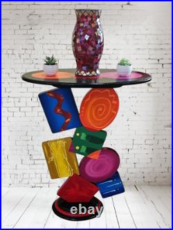 Unique Handmade Geometric Colorful abstract table by Art69 (27)