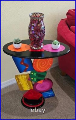 Unique Handmade Geometric Colorful abstract table by Art69 (27)