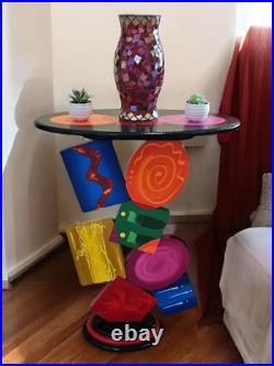 Unique Handmade Geometric Colorful abstract table by Art69 (27)