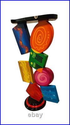 Unique Handmade Geometric Colorful abstract table by Art69 (27)
