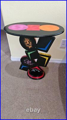 Unique Handmade Geometric Colorful abstract table by Art69 (27)