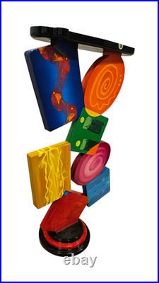 Unique Handmade Geometric Colorful abstract table by Art69 (27)