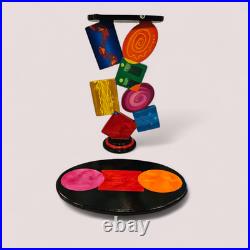 Unique Handmade Geometric Colorful abstract table by Art69 (27)
