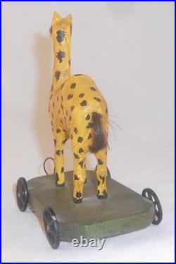 Unusual 1982 Painted Carved Wood Folk Art Camel Pull Toy Walter &June Gottshall