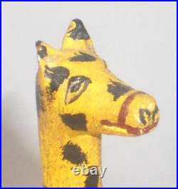 Unusual 1982 Painted Carved Wood Folk Art Camel Pull Toy Walter &June Gottshall