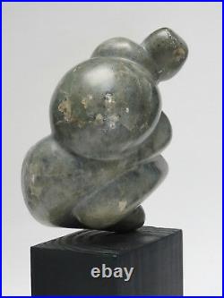 VINTAGE 60's ABSTRACT FORM NUDE MARBLE SCULPTURE on WOOD PLINTH