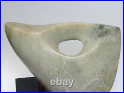 VINTAGE 60's NOGUCHI INSPIRED ABSTRACT FORM MARBLE SCULPTURE on WOOD PLINTH