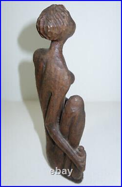 VINTAGE Haitian Woman & Child Signed HERNOT VERSAINT Handcrafted Wood Figure