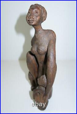 VINTAGE Haitian Woman & Child Signed HERNOT VERSAINT Handcrafted Wood Figure