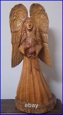 VINTAGE Hand Carved Solid Wood Indian Native American Indian Angel Large Tree VINTAGE Hand Carved Solid Wood Indian Native American Indian Angel Large Tree