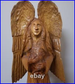 VINTAGE Hand Carved Solid Wood Indian Native American Indian Angel Large Tree VINTAGE Hand Carved Solid Wood Indian Native American Indian Angel Large Tree