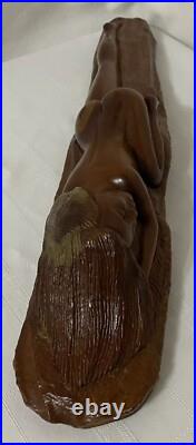 VINTAGE NUDE WOMAN/LADY WOOD CARVING SCULPTURE STATUE 20.5/52cm FROM CARIBBEAN
