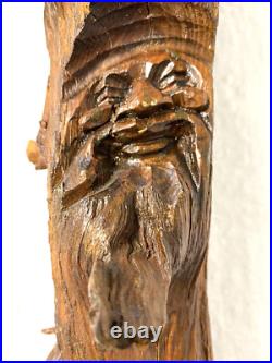 VINTAGE REAL CEDAR HAND CARVING, BEARDED OLD MAN, 16x9, WOODEN, ART SCULPTURE, GIFT