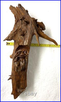 VINTAGE REAL CEDAR HAND CARVING, BEARDED OLD MAN, 16x9, WOODEN, ART SCULPTURE, GIFT