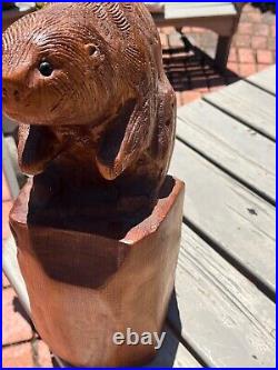 VTG 1991 BEAVER 16 Solid Wood Rustic Carving Sculpture Crater Lake Oregon