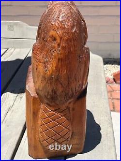 VTG 1991 BEAVER 16 Solid Wood Rustic Carving Sculpture Crater Lake Oregon