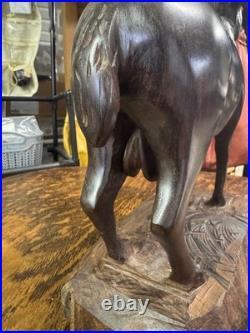 VTG Art IRON WOOD Hand Carved AMERICAN RAM Heavy Detailed 12T x 9L SCULPTURE