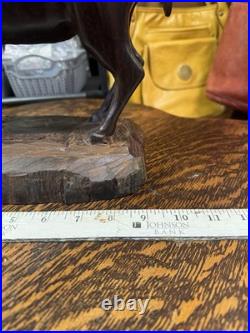 VTG Art IRON WOOD Hand Carved AMERICAN RAM Heavy Detailed 12T x 9L SCULPTURE
