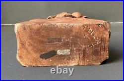 VTG Haitian Wooden Carved Statue Of A Standing Woman Signed J. Delva, 11 1/2 T