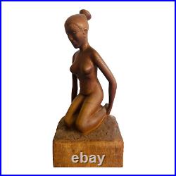 VTG Hand Carved Nude Woman Sculpture. C. 1970's. Beautiful