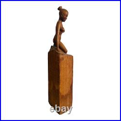 VTG Hand Carved Nude Woman Sculpture. C. 1970's. Beautiful