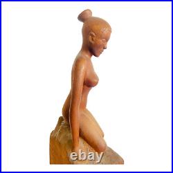 VTG Hand Carved Nude Woman Sculpture. C. 1970's. Beautiful