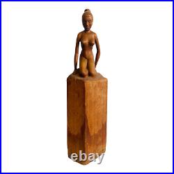 VTG Hand Carved Nude Woman Sculpture. C. 1970's. Beautiful