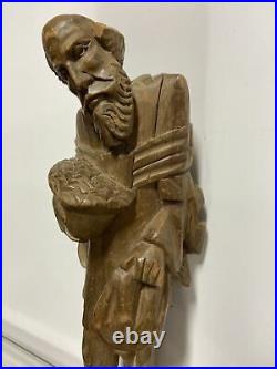 VTG. Religious Wood Folk Art Hand Carving Statue Friar