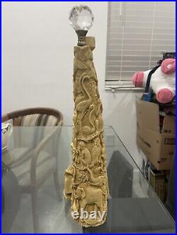 VTG Resin Ornate Carved Double Elephant Horn Asian Carvings 16.5 Tall