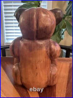 VTG SCULPTURE Carved Solid Wooden Bear toy old teddy