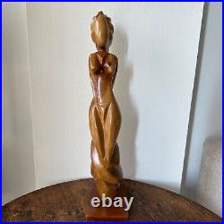 VTG Sculpture Mid Century Wood Carved figure Female abstract Art Modernist 22 in VTG Sculpture Mid Century Wood Carved figure Female abstract Art Modernist 22 in