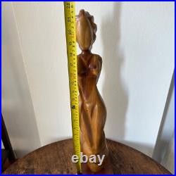 VTG Sculpture Mid Century Wood Carved figure Female abstract Art Modernist 22 in VTG Sculpture Mid Century Wood Carved figure Female abstract Art Modernist 22 in