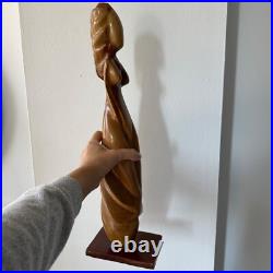 VTG Sculpture Mid Century Wood Carved figure Female abstract Art Modernist 22 in VTG Sculpture Mid Century Wood Carved figure Female abstract Art Modernist 22 in