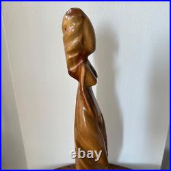 VTG Sculpture Mid Century Wood Carved figure Female abstract Art Modernist 22 in VTG Sculpture Mid Century Wood Carved figure Female abstract Art Modernist 22 in