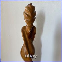 VTG Sculpture Mid Century Wood Carved figure Female abstract Art Modernist 22 in VTG Sculpture Mid Century Wood Carved figure Female abstract Art Modernist 22 in