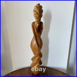 VTG Sculpture Mid Century Wood Carved figure Female abstract Art Modernist 22 in VTG Sculpture Mid Century Wood Carved figure Female abstract Art Modernist 22 in