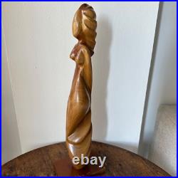 VTG Sculpture Mid Century Wood Carved figure Female abstract Art Modernist 22 in VTG Sculpture Mid Century Wood Carved figure Female abstract Art Modernist 22 in