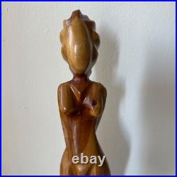 VTG Sculpture Mid Century Wood Carved figure Female abstract Art Modernist 22 in VTG Sculpture Mid Century Wood Carved figure Female abstract Art Modernist 22 in