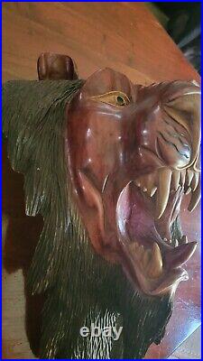 Very Beautiful Large Handcrafted/carved Wooden Lions Head
