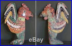 Very Fine Large Old Antique Korean Buddha Temple Home Wood Deco Rooster Carving