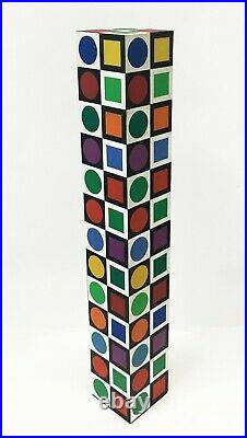 Victor Vasarely Nbc 32 1970 Hand Signed Sculpture 25x4x4 Abstract Op Art