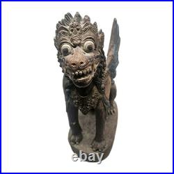 Vintage 13 Balinese Winged Lion Singha Statue Hand Carved Wood Sculpture Bali