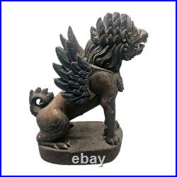 Vintage 13 Balinese Winged Lion Singha Statue Hand Carved Wood Sculpture Bali