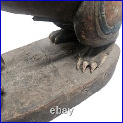 Vintage 13 Balinese Winged Lion Singha Statue Hand Carved Wood Sculpture Bali